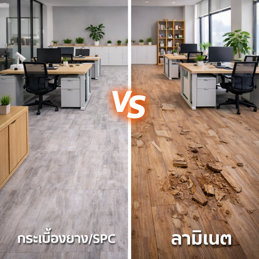 ภาพเทียบกระเบื้องยางกับลามิเนต กระเบื้องยางvsลามิเนต